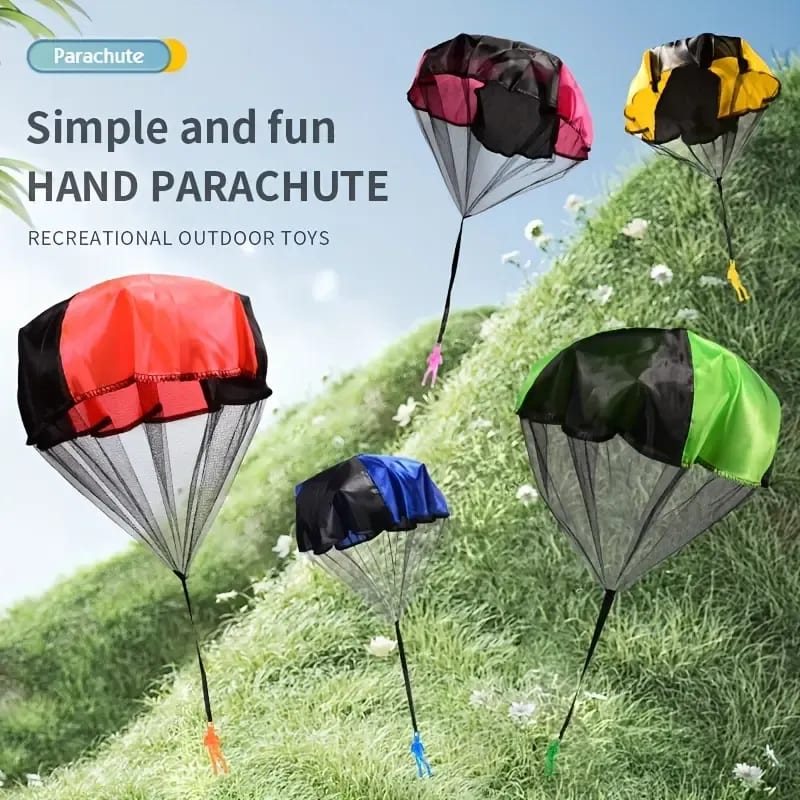 Papatoys Colorful Hand Parachute Toy – Outdoor Throw & Catch Parachute for Kids | Reusable Landing Toy | Ages 3+
