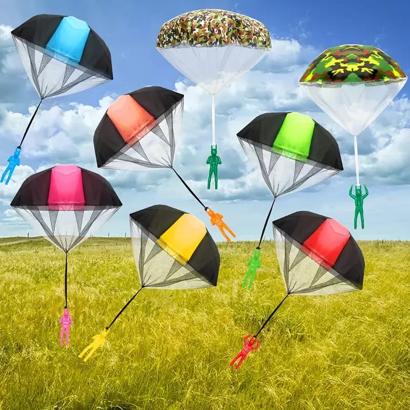 Papatoys Colorful Hand Parachute Toy – Outdoor Throw & Catch Parachute for Kids | Reusable Landing Toy | Ages 3+ 5