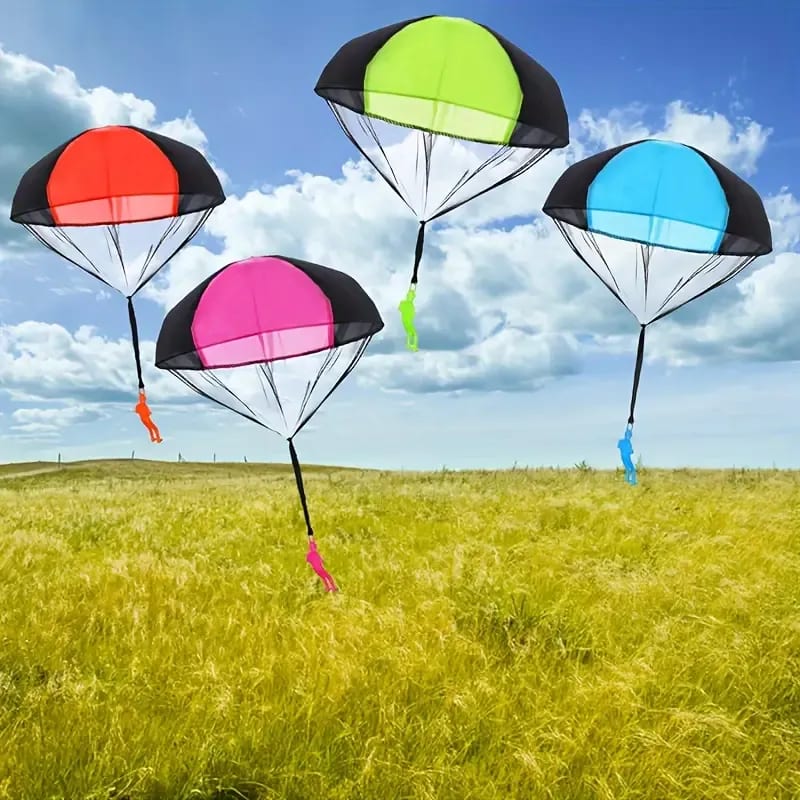 Papatoys Colorful Hand Parachute Toy – Outdoor Throw & Catch Parachute for Kids | Reusable Landing Toy | Ages 3+ 6