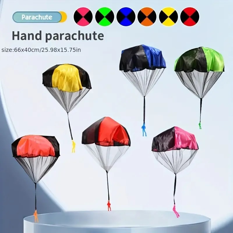 Papatoys Colorful Hand Parachute Toy – Outdoor Throw & Catch Parachute for Kids | Reusable Landing Toy | Ages 3+ 7