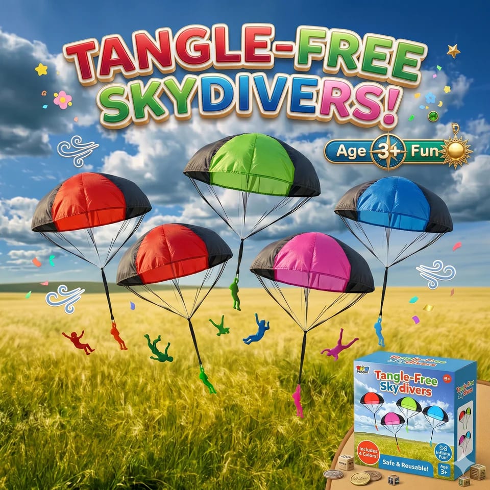 Papatoys Colorful Hand Parachute Toy – Outdoor Throw & Catch Parachute for Kids | Reusable Landing Toy | Ages 3+ 10