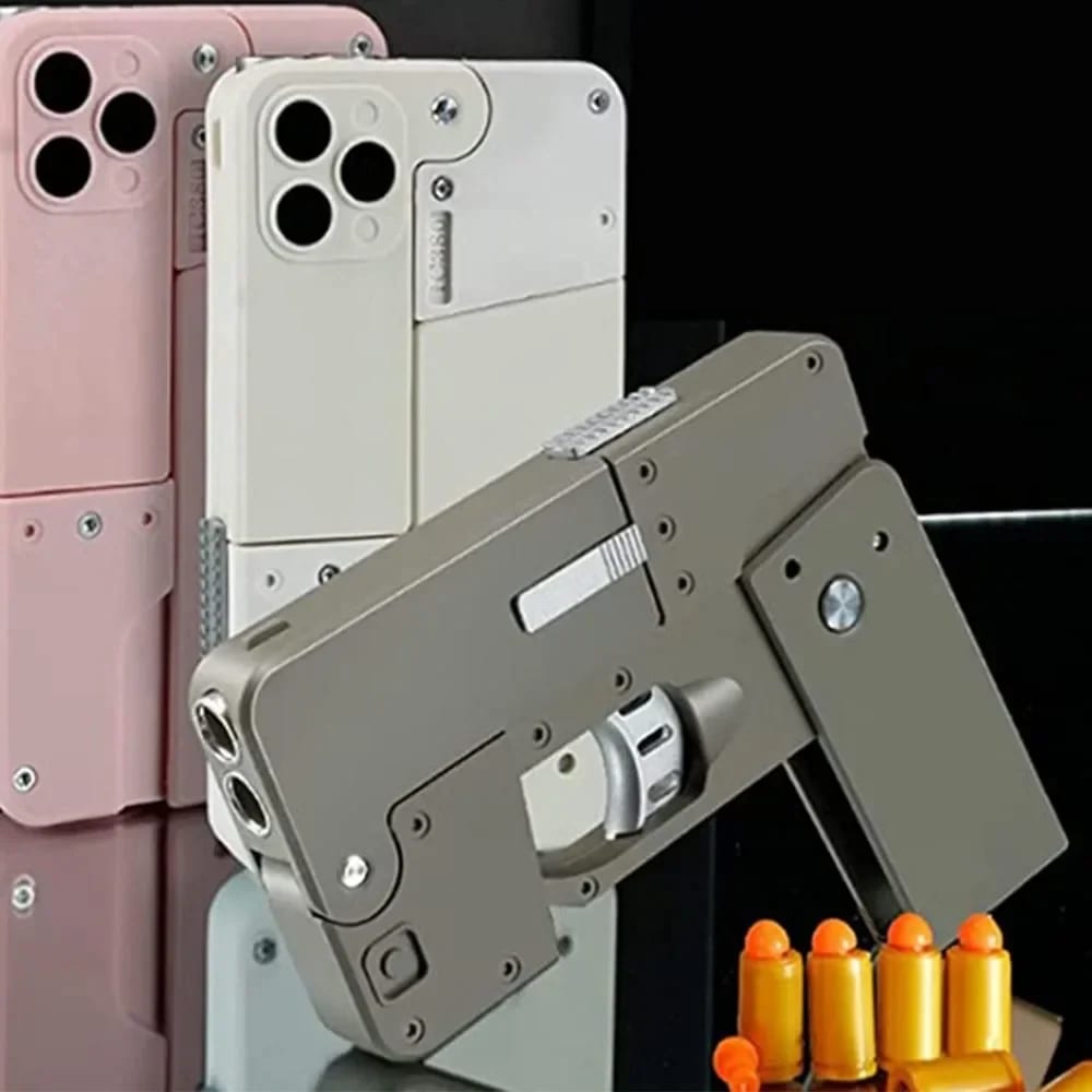 Toy Gun Phone Case – Interactive Bullet Launcher Mobile Case with Soft Foam Darts | Fun Novelty Gift 3
