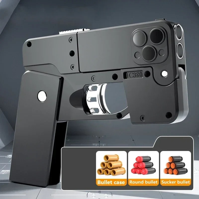 Toy Gun Phone Case – Interactive Bullet Launcher Mobile Case with Soft Foam Darts | Fun Novelty Gift 4