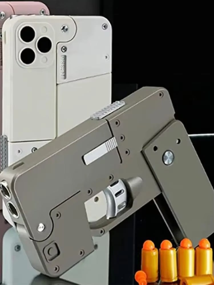 Toy Gun Phone Case – Interactive Bullet Launcher Mobile Case with Soft Foam Darts | Fun Novelty Gift 7