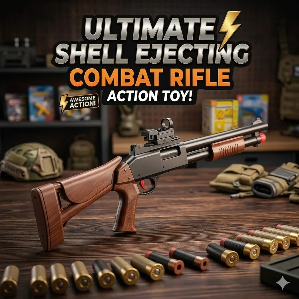 Shell Ejecting Combat Rifle Toy Gun – Soft Foam Bullet Blaster with Realistic Shell Ejection | Kids Action Toy