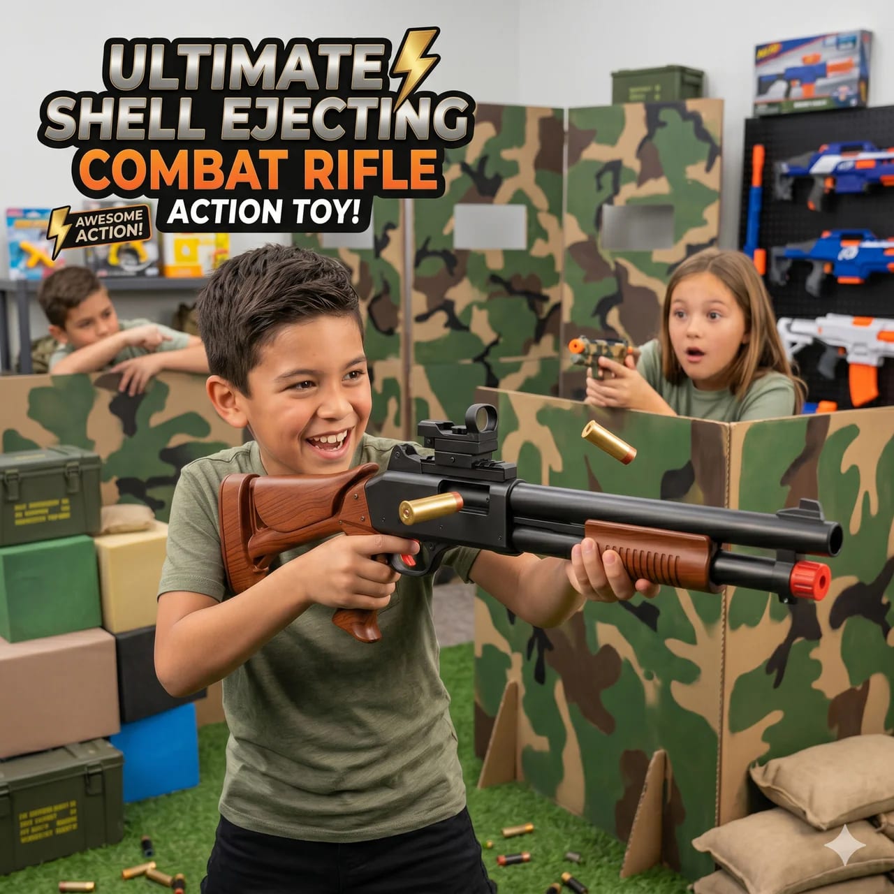 Shell Ejecting Combat Rifle Toy Gun – Soft Foam Bullet Blaster with Realistic Shell Ejection | Kids Action Toy 2