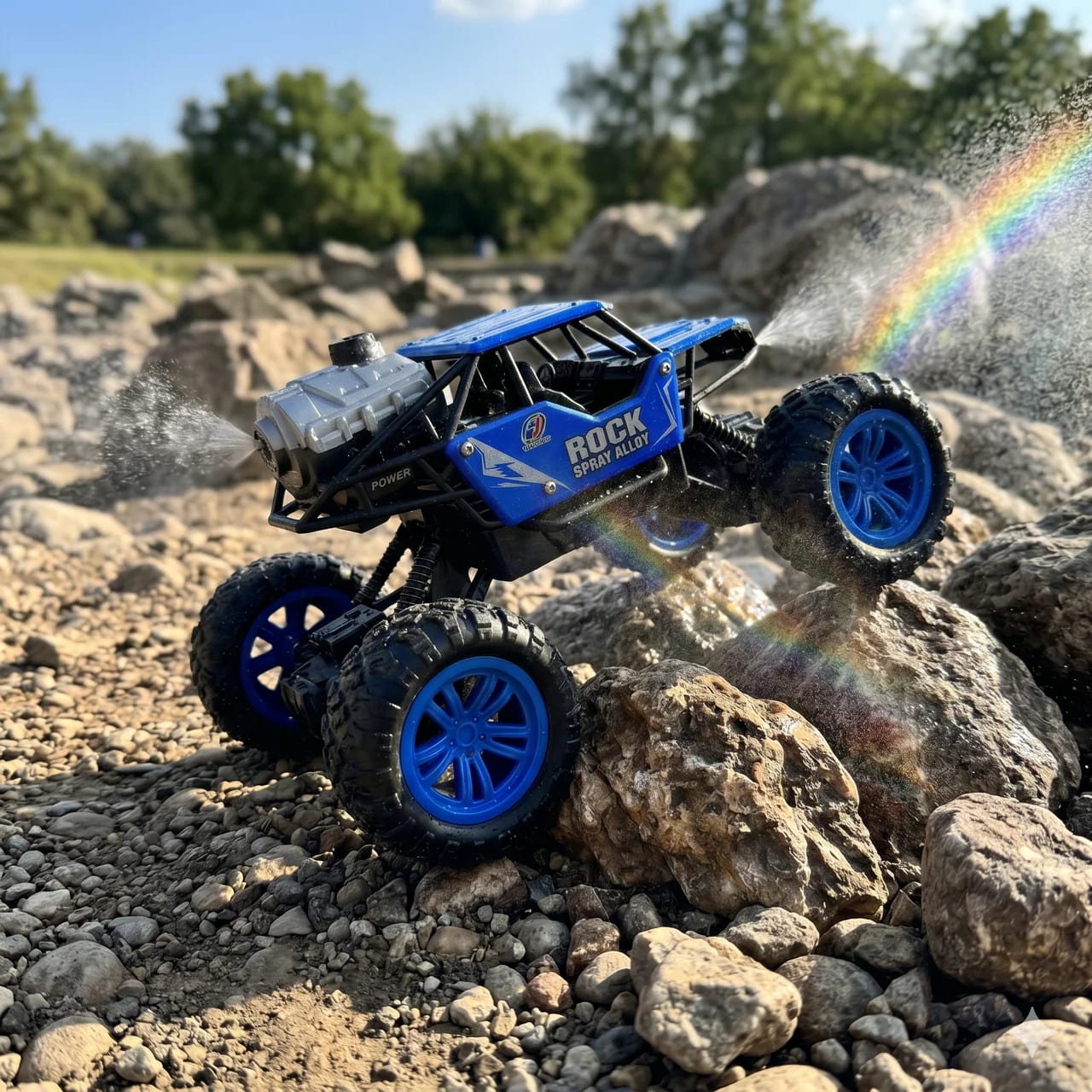 2.4GHz RC Rock Crawler Spray Stunt Car – Alloy Off-Road Monster Truck with Water Mist & LED Lights 4