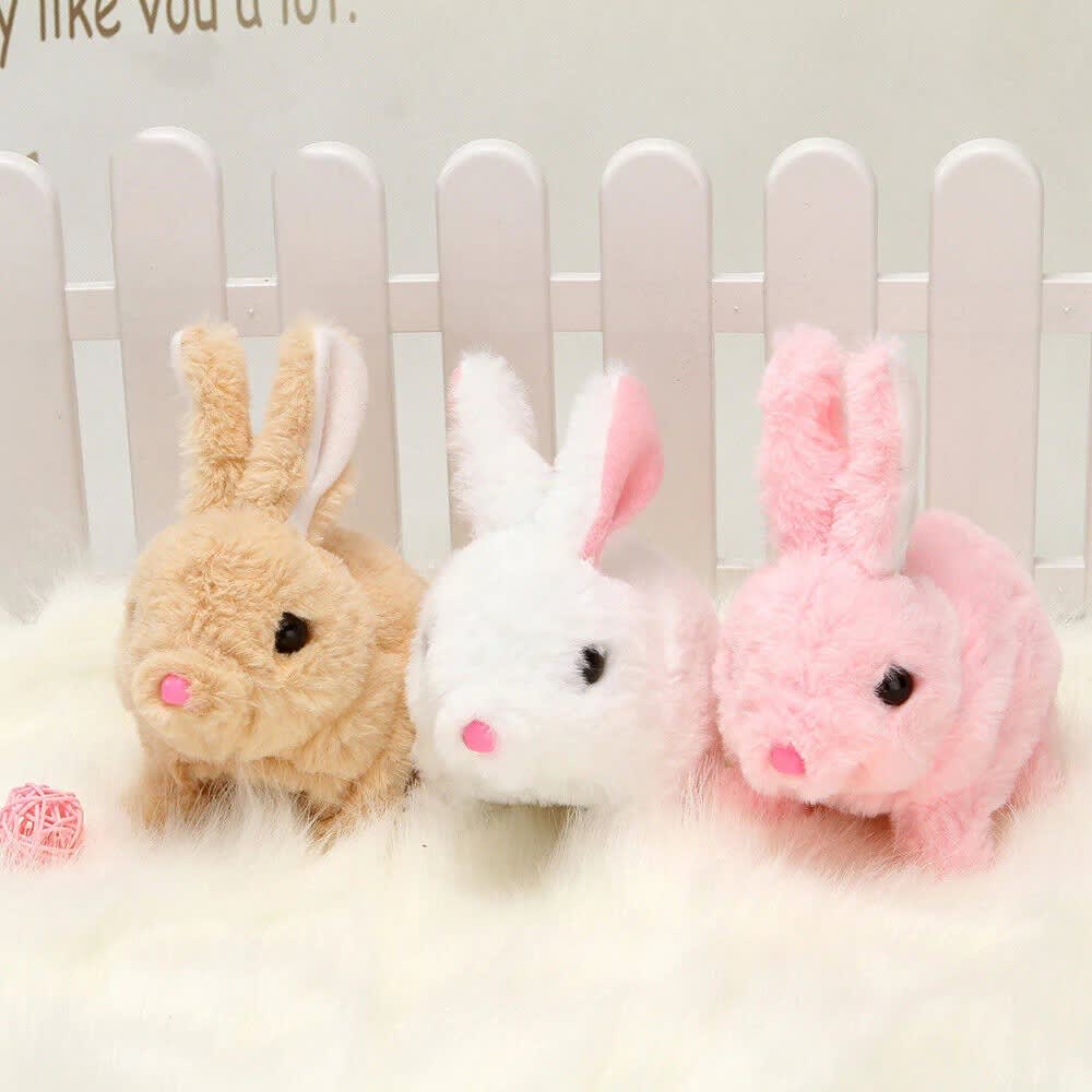 Cute Walking Bunny Rabbit Plush Toy – Soft Electric Hopping Bunny with Sound | Interactive Kids Toy