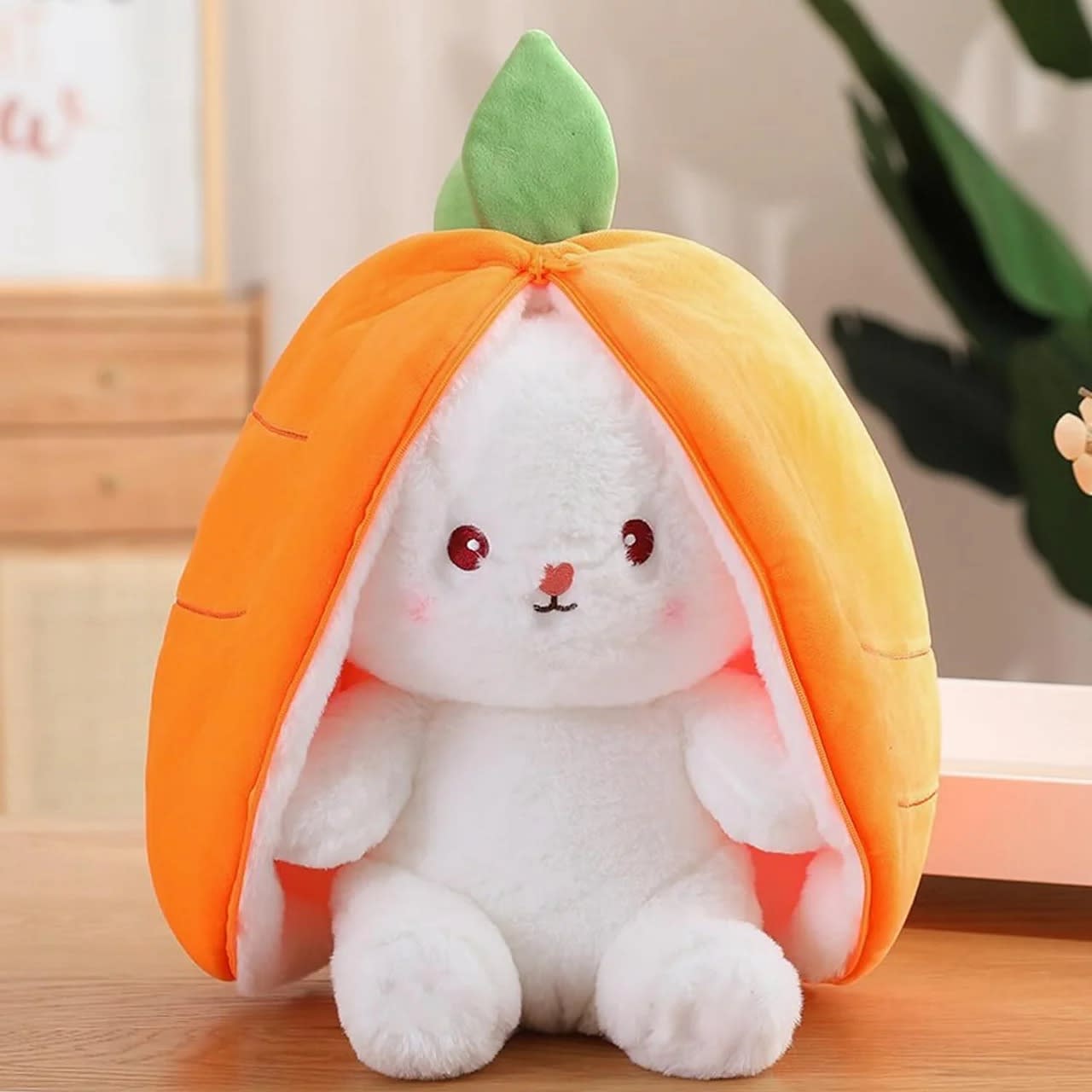 Cute Fruit Bunny Plush Toy – Soft Rabbit in Carrot & Strawberry Sleeping Bag | Kawaii Stuffed Animal Gift 4