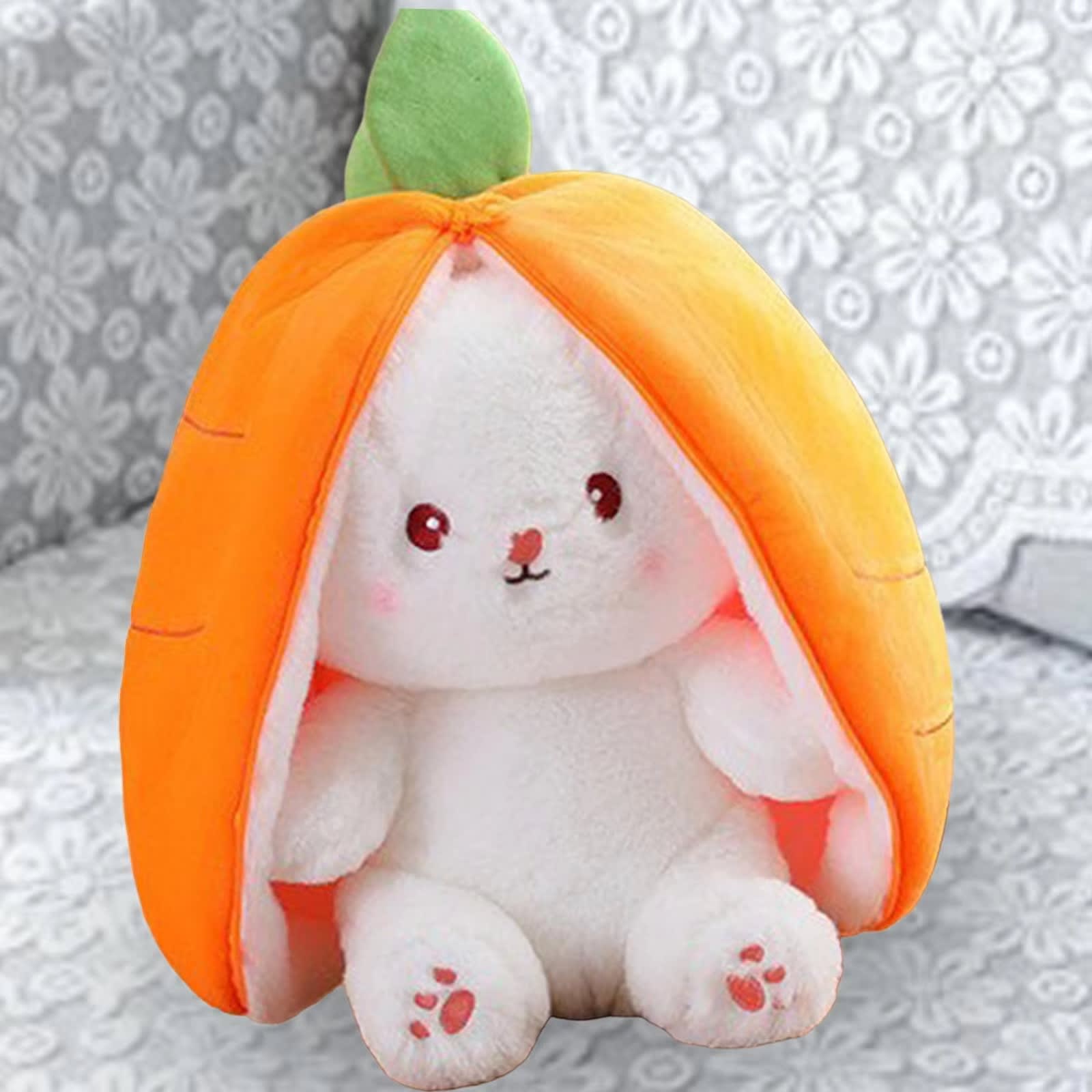 Cute Fruit Bunny Plush Toy – Soft Rabbit in Carrot & Strawberry Sleeping Bag | Kawaii Stuffed Animal Gift 12