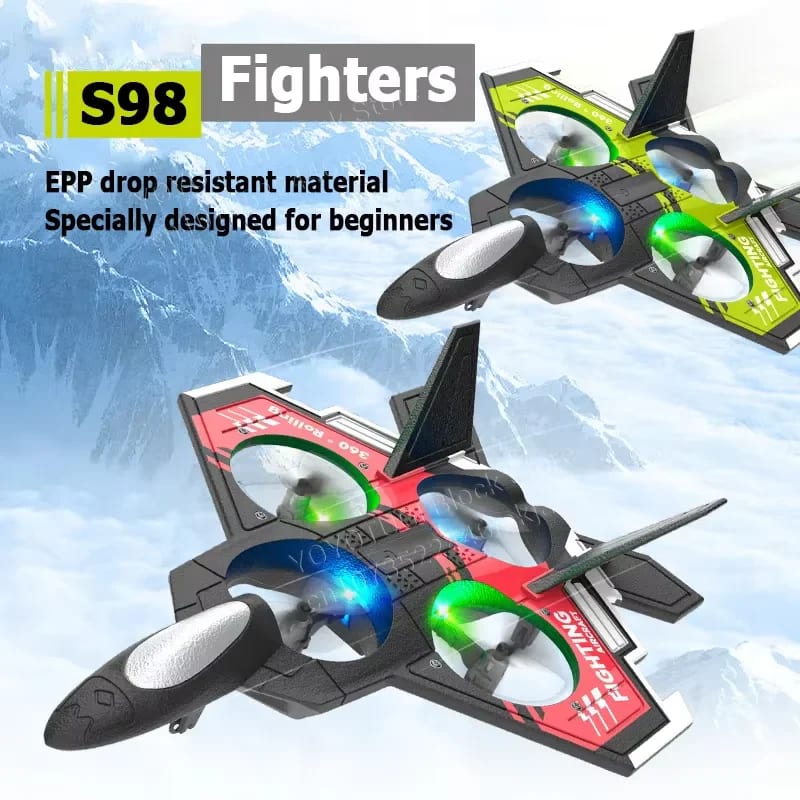 2.4GHz RC VTOL Fighter Drone – Remote Control Quadcopter Airplane with LED Lights & Stunt Flying 2
