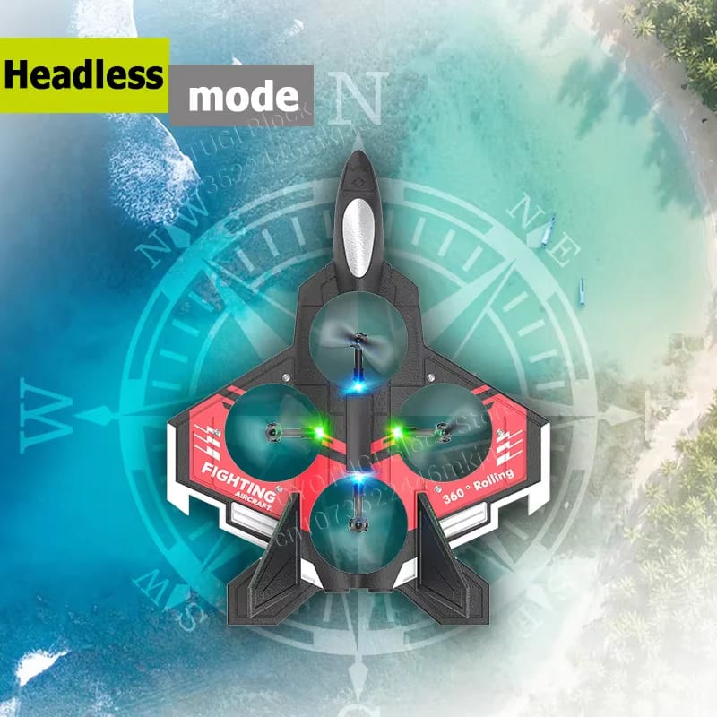 2.4GHz RC VTOL Fighter Drone – Remote Control Quadcopter Airplane with LED Lights & Stunt Flying 4