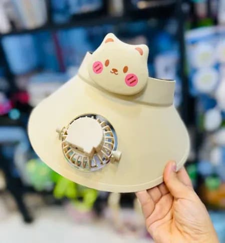 Adjustable Fan Hat Cap with Cartoon Character – USB Rechargeable Cooling Cap for Kids | PapaToys 2