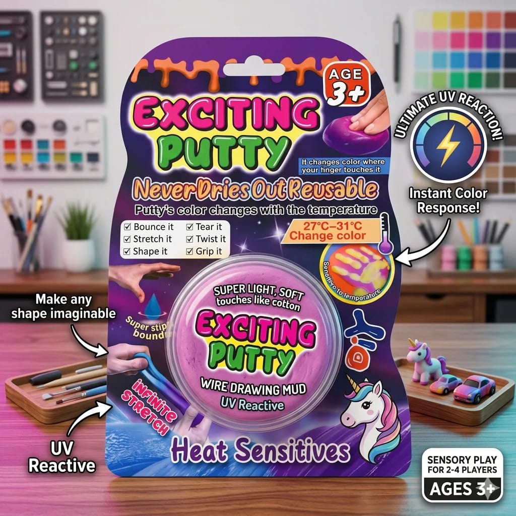 DIY Heat Sensitive Stretch Putty Toy – Color Changing Slime Clay for Kids | Stress Relief Fidget Toy | PapaToys alternate view