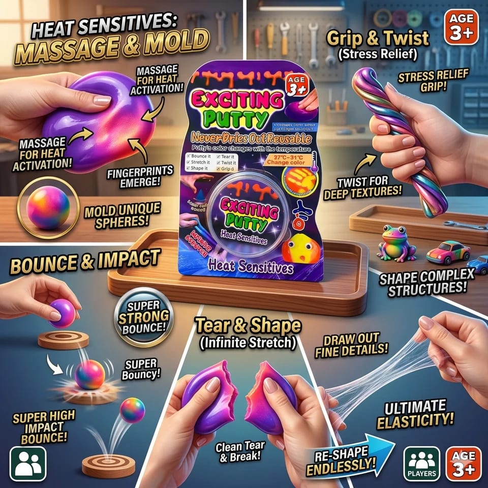 DIY Heat Sensitive Stretch Putty Toy – Color Changing Slime Clay for Kids | Stress Relief Fidget Toy | PapaToys 5