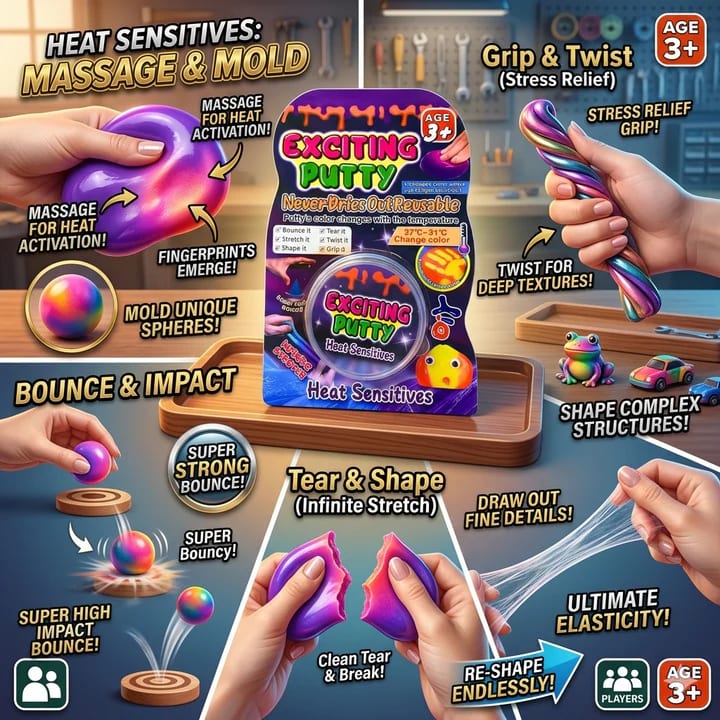 DIY Heat Sensitive Stretch Putty Toy – Color Changing Slime Clay for Kids | Stress Relief Fidget Toy | PapaToys 6