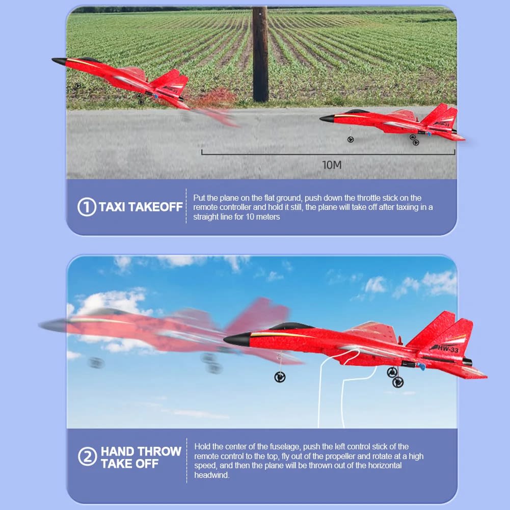 HW-33 / SU-35 RC Fixed Wing Airplane Glider – 2.4GHz Remote Control Aircraft with LED Lights | USB Rechargeable | PapaToys 12