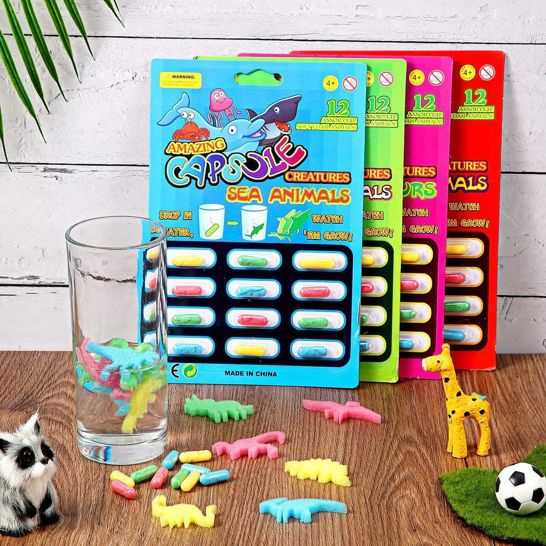 Pack of 2 Magic Growing Animal Capsules – Water Expand Dinosaur & Sea Animal Toys for Kids | PapaToys