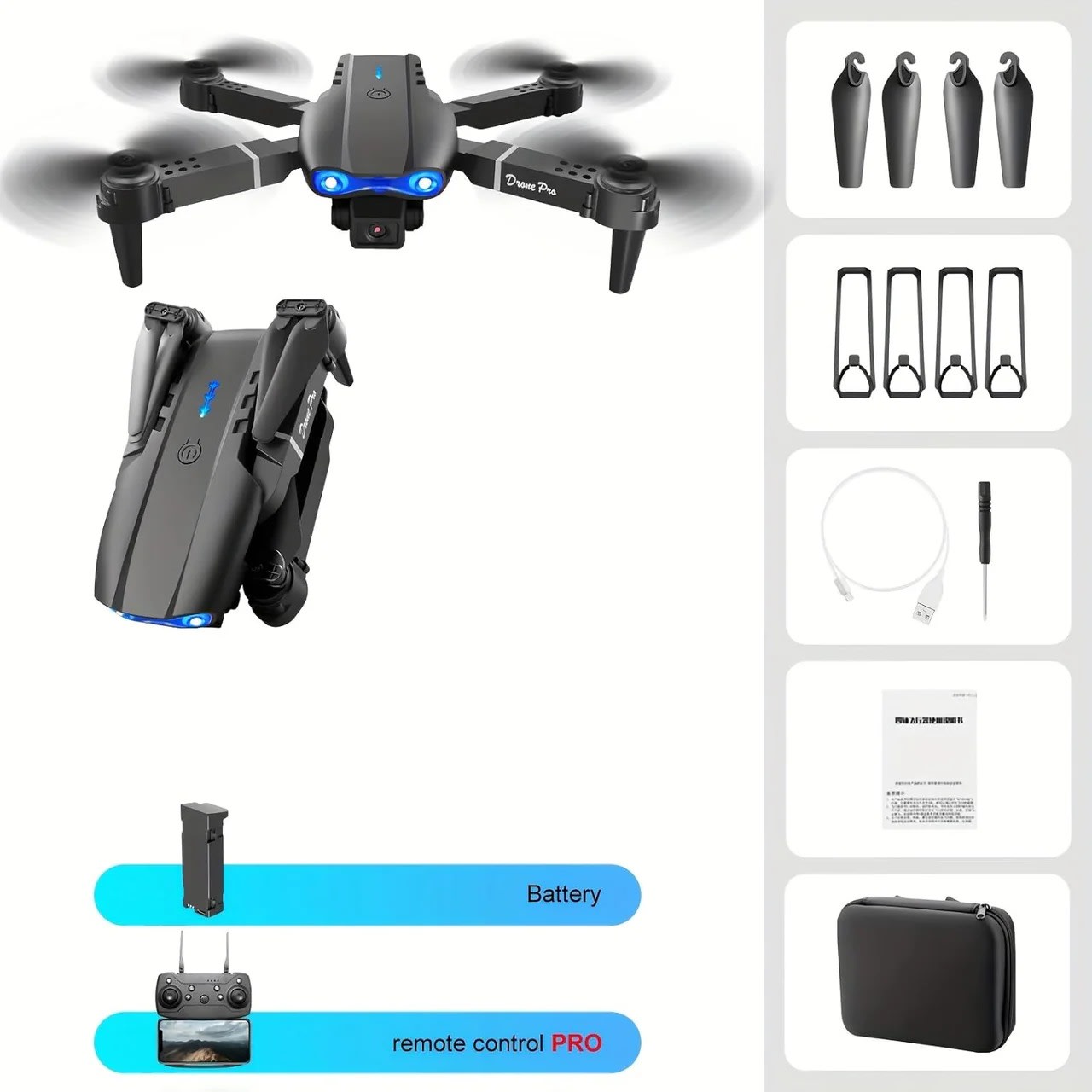 E99 Remote Control Quadcopter with Dual Camera – Foldable HD Drone | Altitude Hold | One-Key Takeoff | PapaToys 7