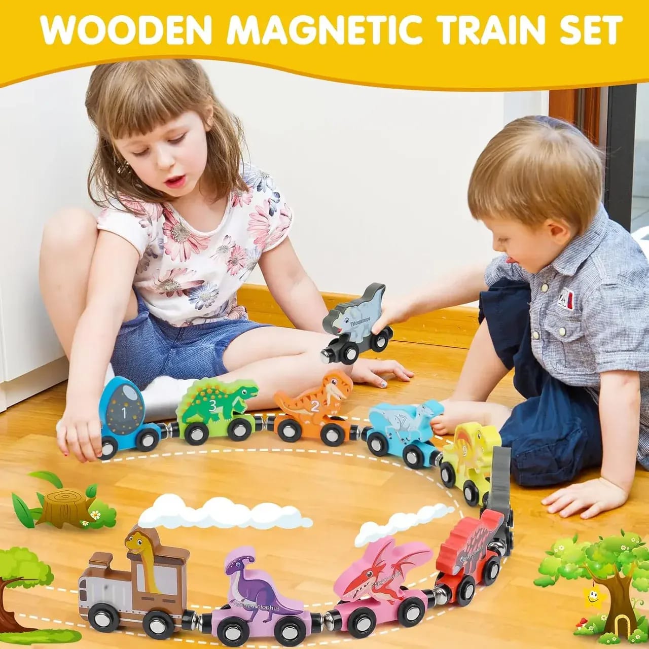 Montessori Magnetic Wooden Train – Educational Alphabet & Number Learning Toy for Kids | PapaToys