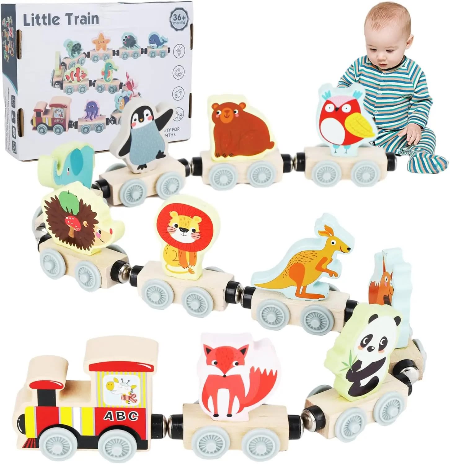 Montessori Magnetic Wooden Train – Educational Alphabet & Number Learning Toy for Kids | PapaToys 3