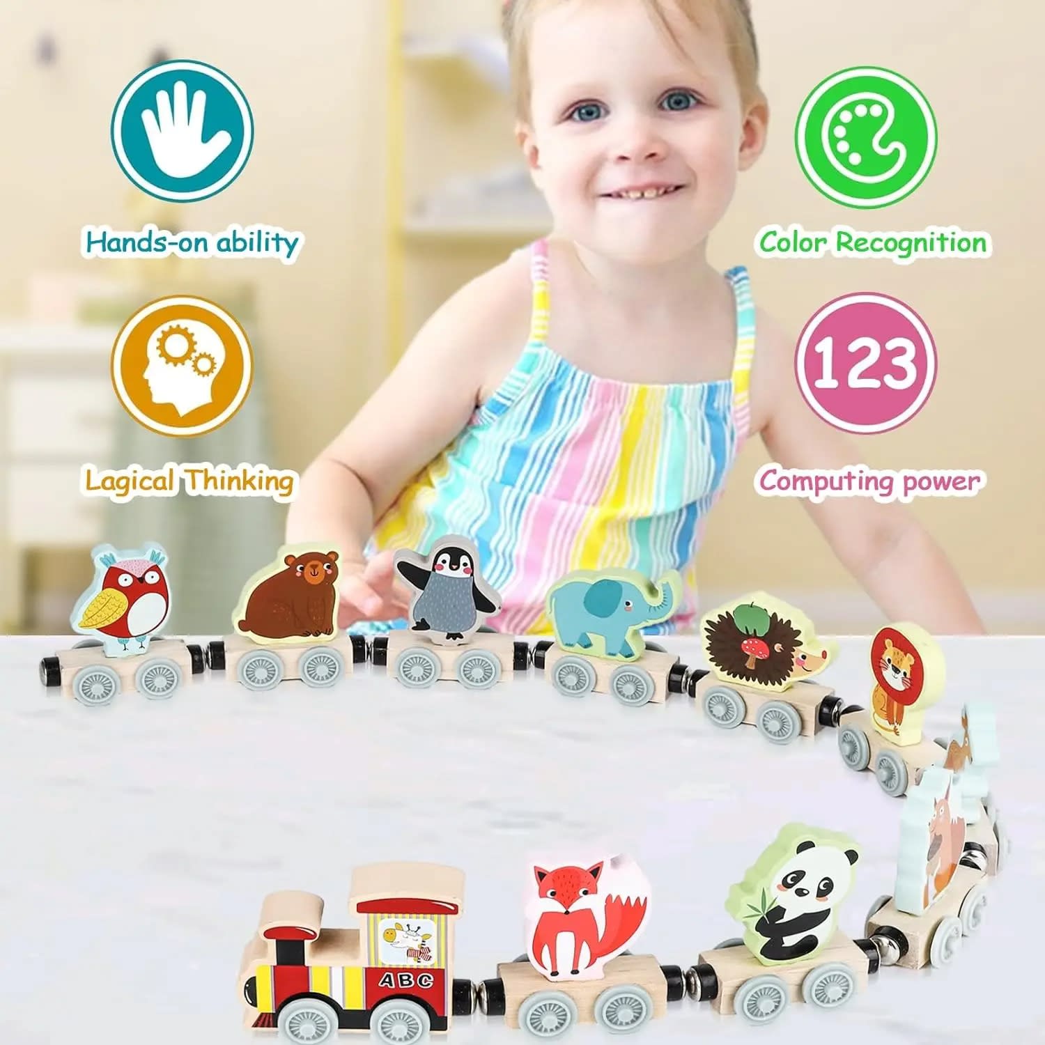 Montessori Magnetic Wooden Train – Educational Alphabet & Number Learning Toy for Kids | PapaToys 6