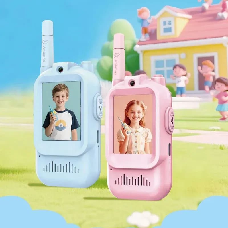 2 Pcs Rechargeable Kids Video Walkie Talkie – HD Camera, Photo & Video Recording | Long-Range Two-Way Communication | PapaToys