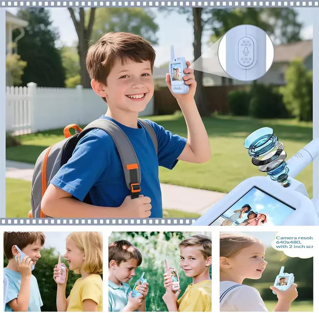 2 Pcs Rechargeable Kids Video Walkie Talkie – HD Camera, Photo & Video Recording | Long-Range Two-Way Communication | PapaToys 9