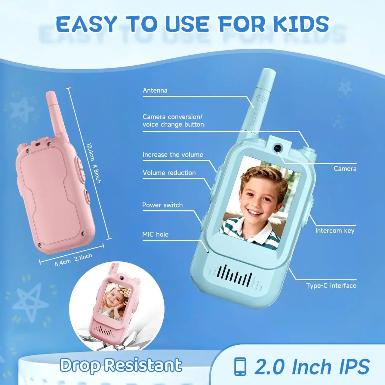 2 Pcs Rechargeable Kids Video Walkie Talkie – HD Camera, Photo & Video Recording | Long-Range Two-Way Communication | PapaToys 10