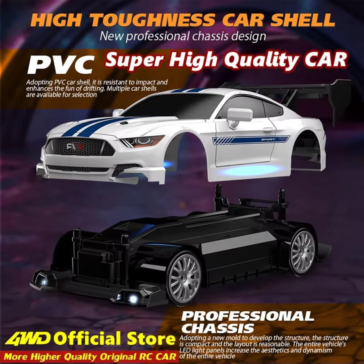 1:24 Scale 4WD High-Speed RC Drift Car | 20KM/H Rechargeable Racing Car with LED Lights & 2.4GHz Remote Control 8