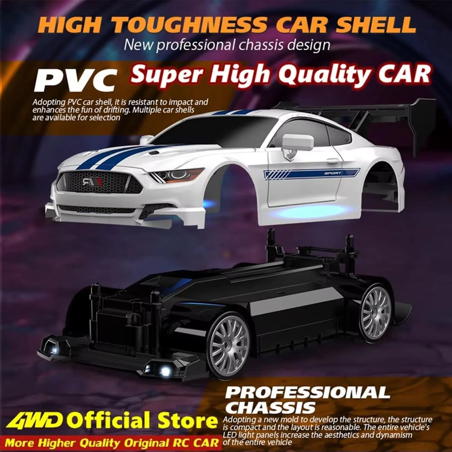 1:24 Scale 4WD High-Speed RC Drift Car | 20KM/H Rechargeable Racing Car with LED Lights & 2.4GHz Remote Control 13