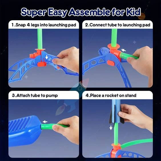 Air Rocket Foot Pump Launcher | Kids Stomp Rocket Toy with Foam Rockets for Outdoor Fun 6