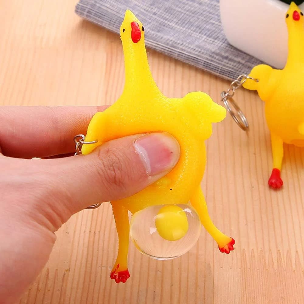 Squeeze Chicken Egg Laying Toy (Pack of 2) | Funny Stress Relief Squishy Chicken for Kids & Adults
