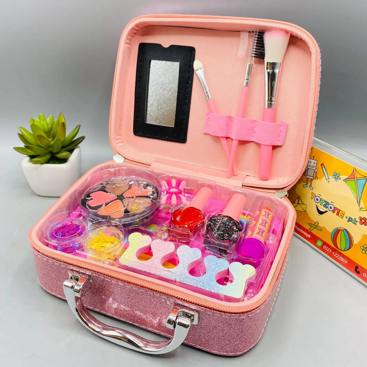 Portable Cosmetic Beauty Set | Kids Pretend Makeup Kit with Carry Case & Beauty Accessories 6