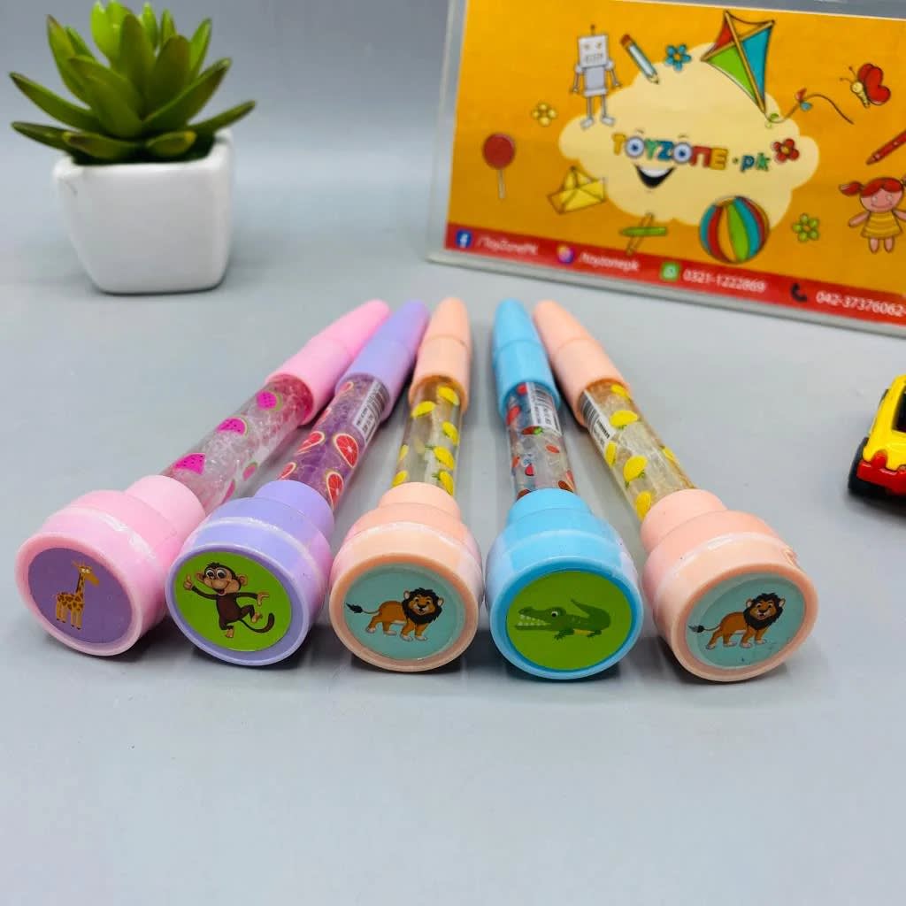 Multifunction 4-in-1 Bubble Pen | LED Light, Bubble Blower, Stamp & Ballpoint Pen for Kids
