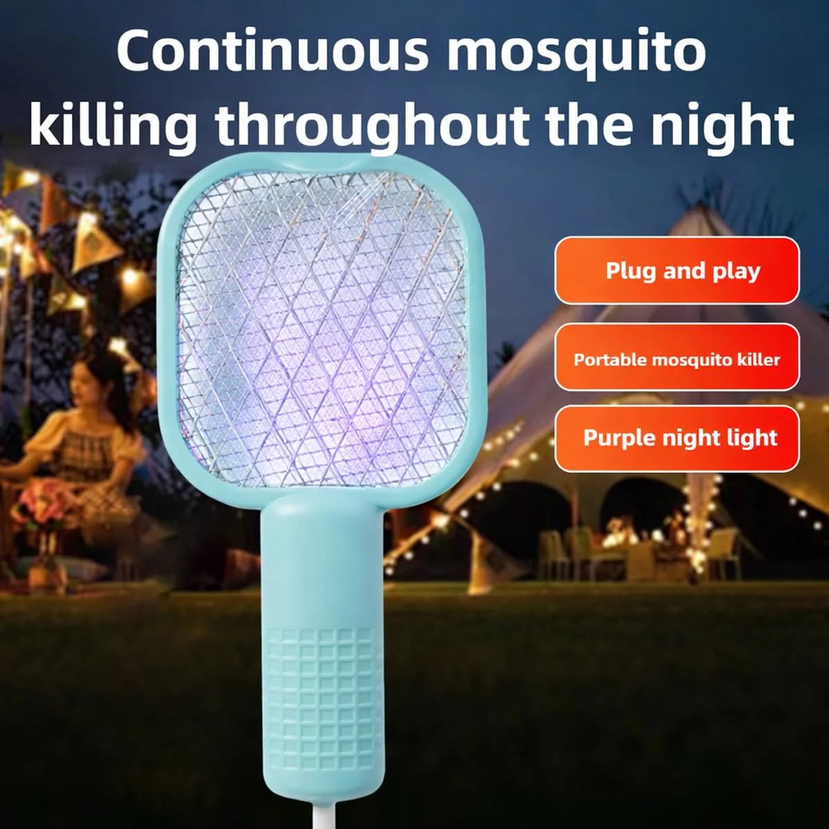 USB Rechargeable Electric Mosquito Killer Racket | 3-Layer Safety Mesh Insect Zapper Bat 3