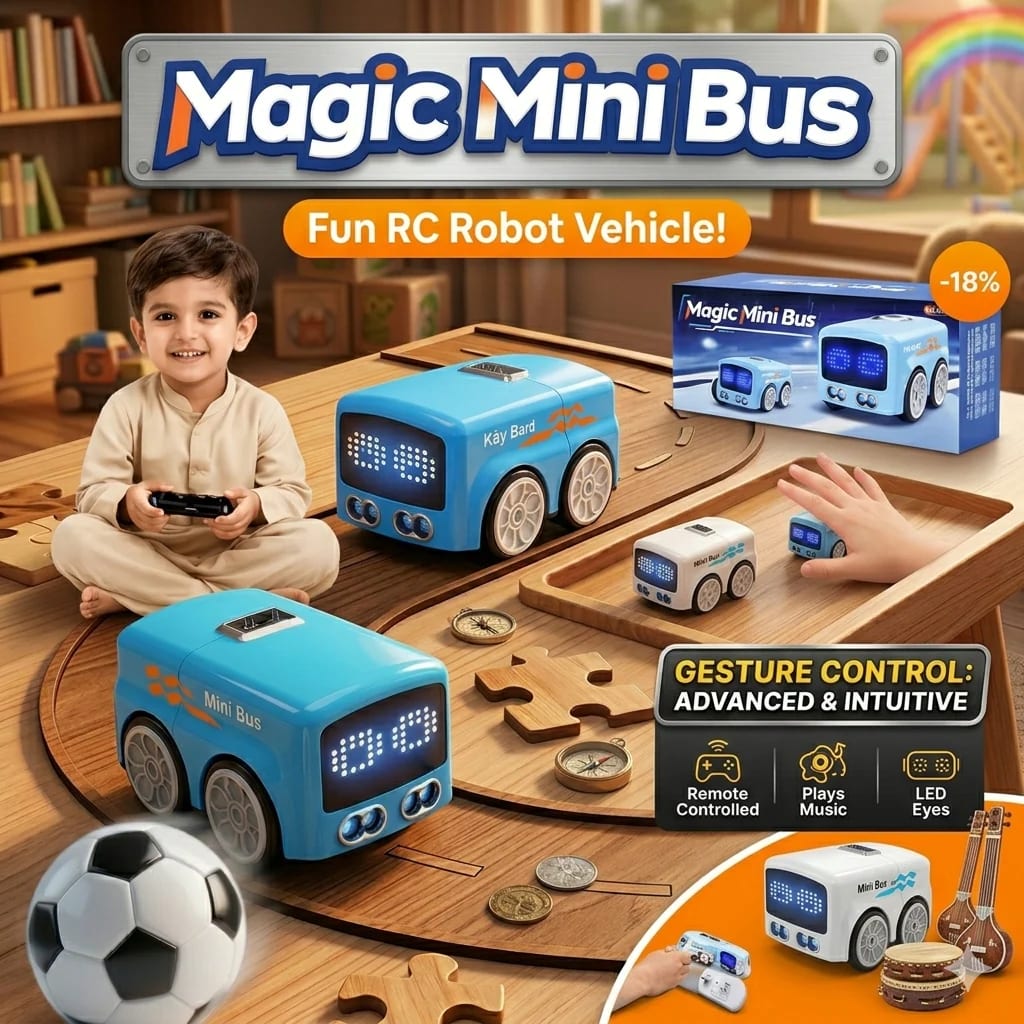 Remote Control Follow Ball Mini Magic Bus | Smart RC Bus with Face LED Display, Lights & Obstacle Avoidance alternate view