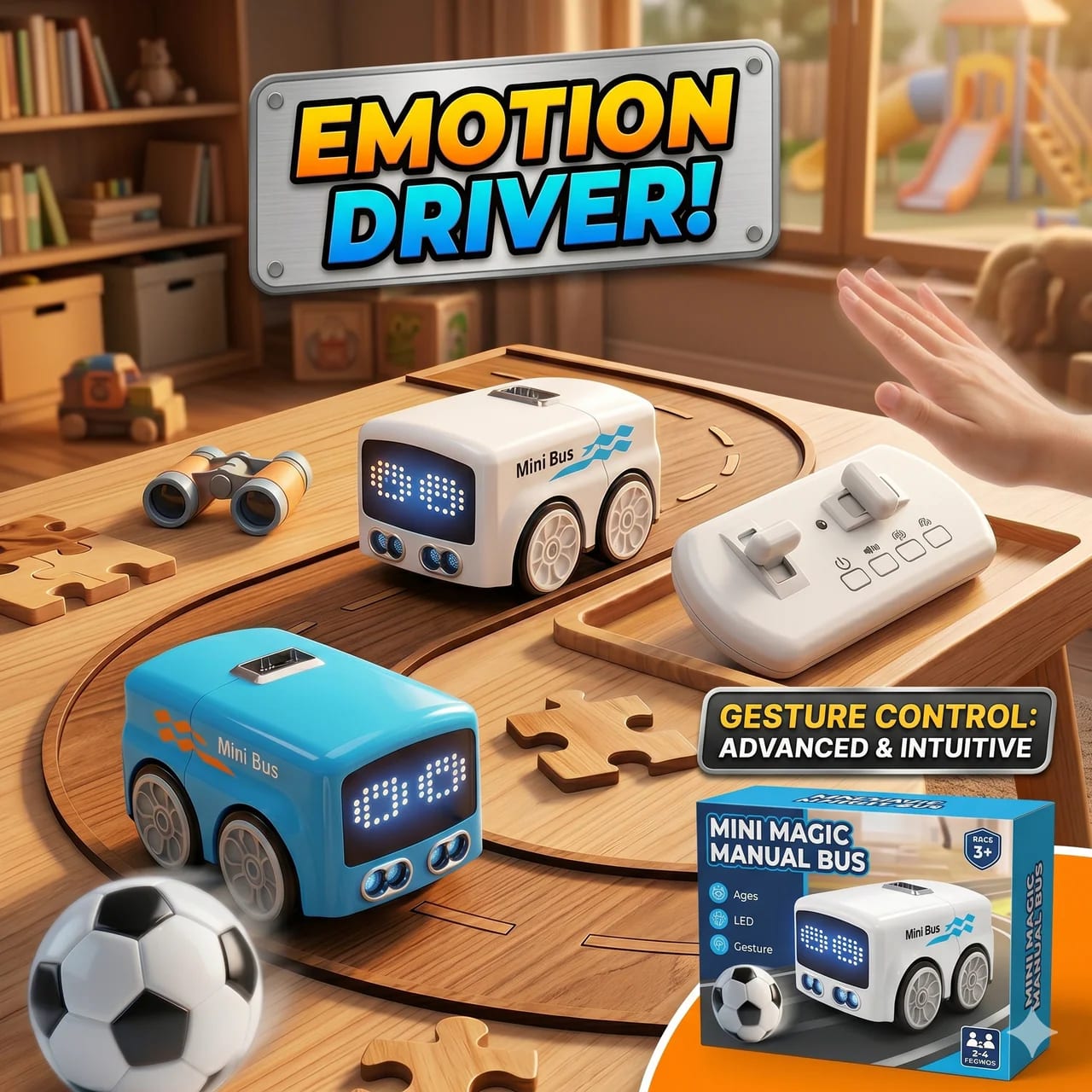 Remote Control Follow Ball Mini Magic Bus | Smart RC Bus with Face LED Display, Lights & Obstacle Avoidance 3