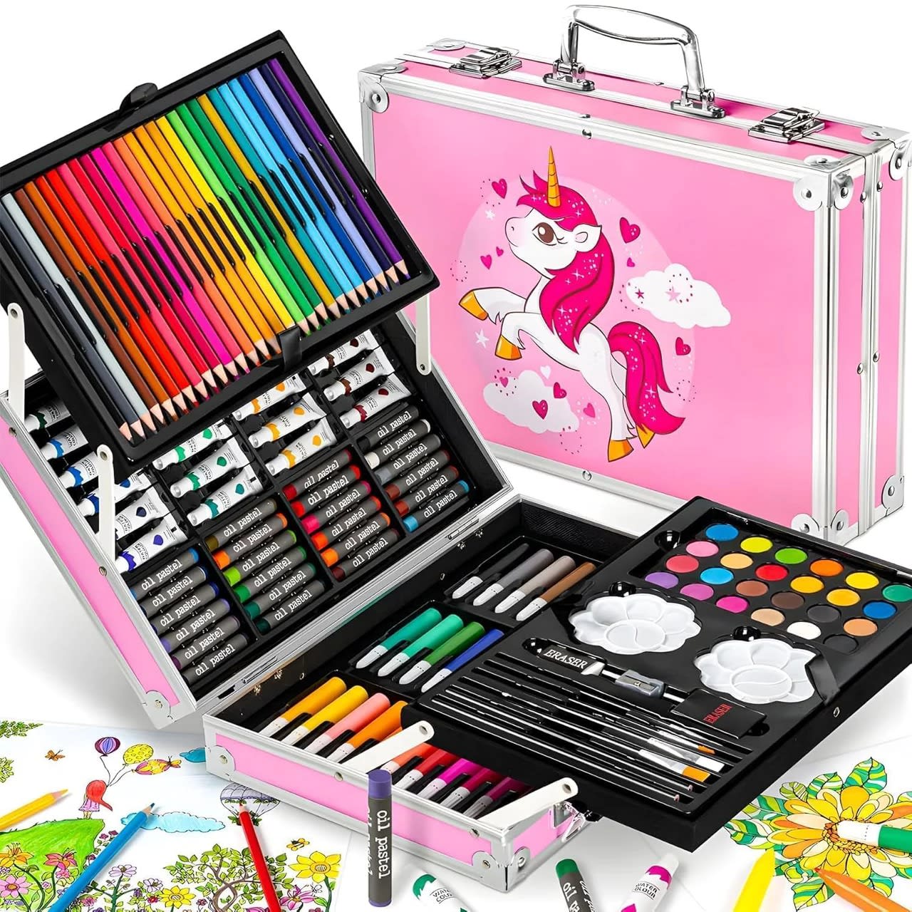 145-Piece Children's Art Set Briefcase | Complete Drawing & Coloring Kit for Kids 4