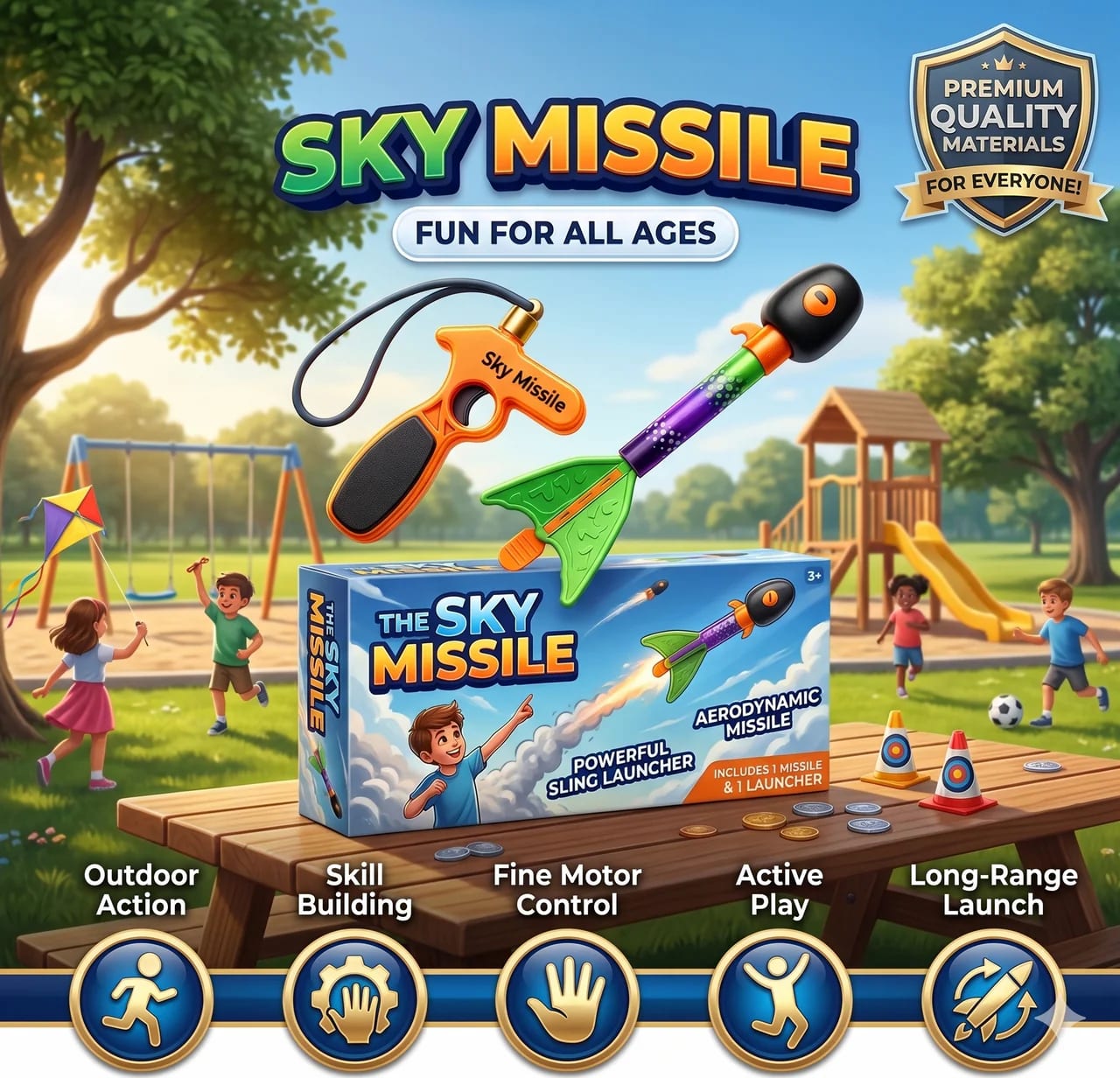 Flying Sky Missiles with LED Lights & Whistling Sound | Hand Launch Outdoor Rocket Toy for Kids