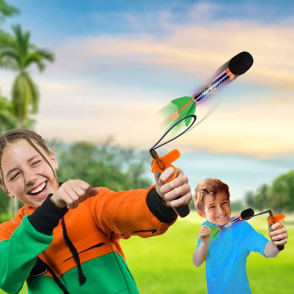 Flying Sky Missiles with LED Lights & Whistling Sound | Hand Launch Outdoor Rocket Toy for Kids alternate view