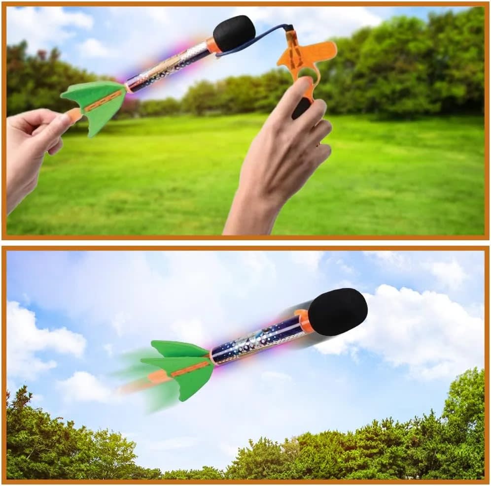 Flying Sky Missiles with LED Lights & Whistling Sound | Hand Launch Outdoor Rocket Toy for Kids 3