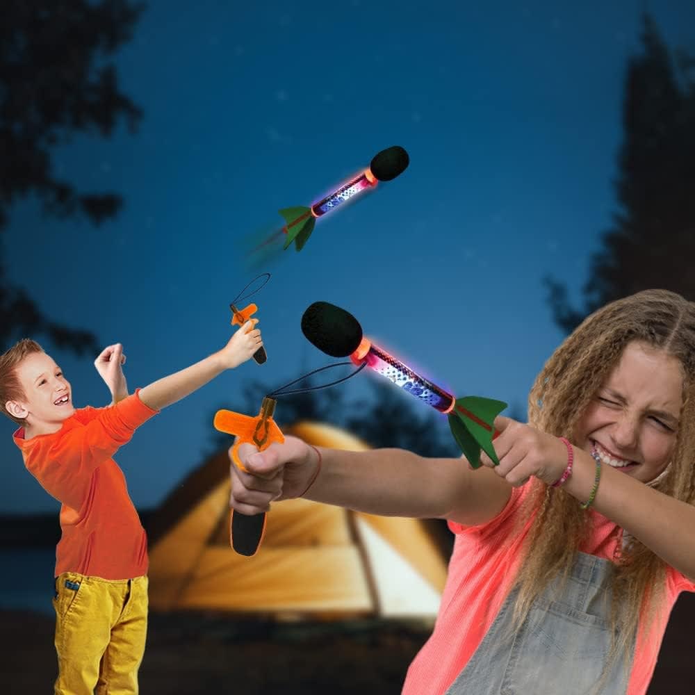 Flying Sky Missiles with LED Lights & Whistling Sound | Hand Launch Outdoor Rocket Toy for Kids 4