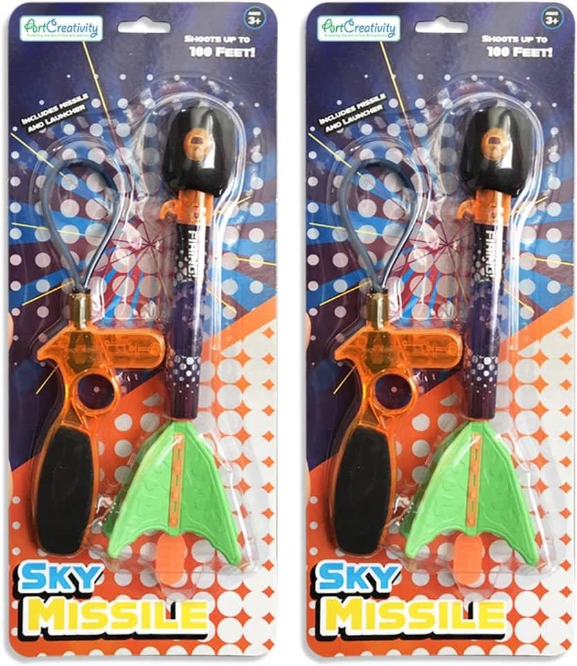 Flying Sky Missiles with LED Lights & Whistling Sound | Hand Launch Outdoor Rocket Toy for Kids 5