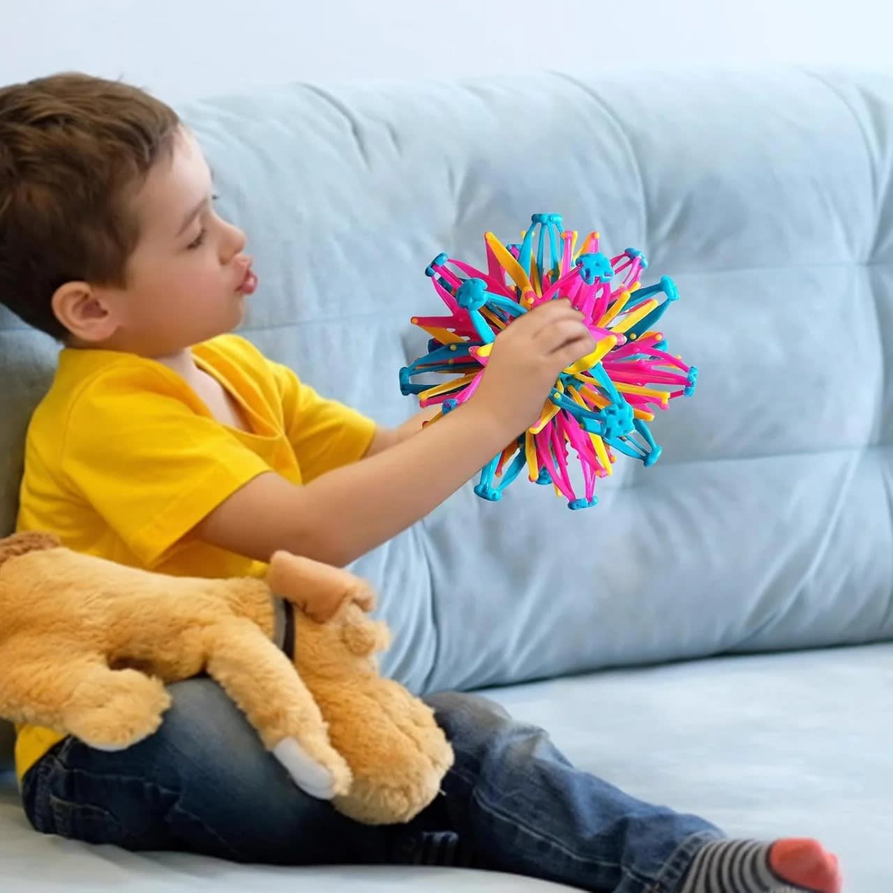 Stress-Relief Inflatable Rainbow Ball (Pack of 2) | Soft Squeeze Sensory Balls for Kids & Adults 7