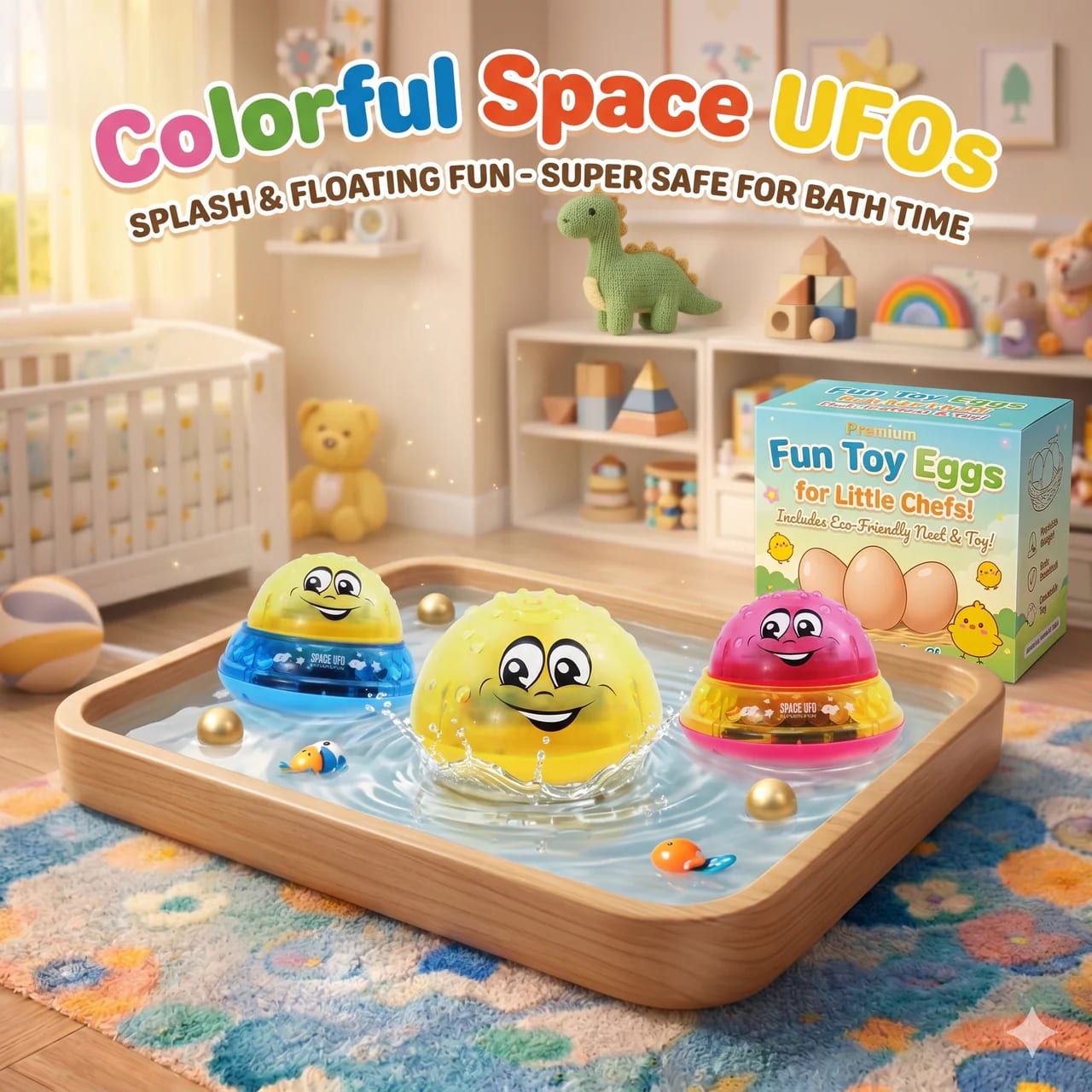 2-in-1 Multifunctional UFO Bath Toy | Floating Water Spray Toy with LED Lights & Music for Kids