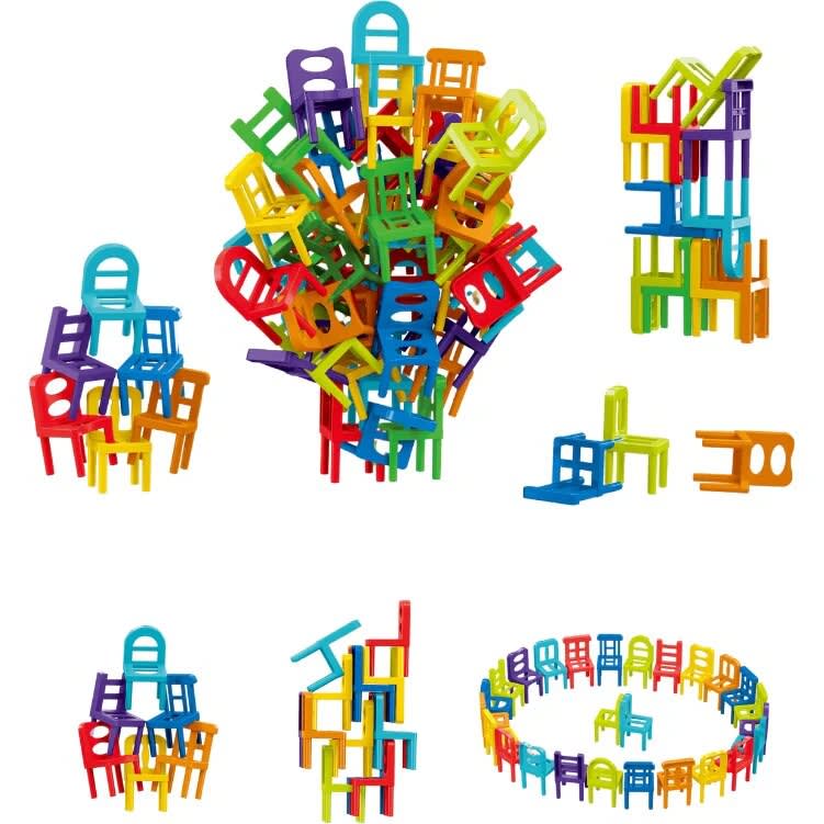 36-Piece Acrobatic Colorful Stacking Chair Blocks | Balance & Building Game for Kids and Families 4