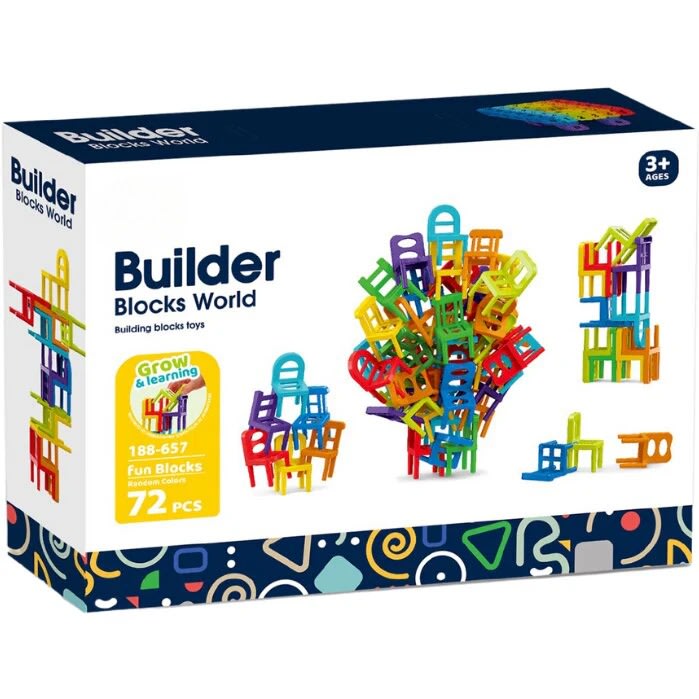 36-Piece Acrobatic Colorful Stacking Chair Blocks | Balance & Building Game for Kids and Families 7