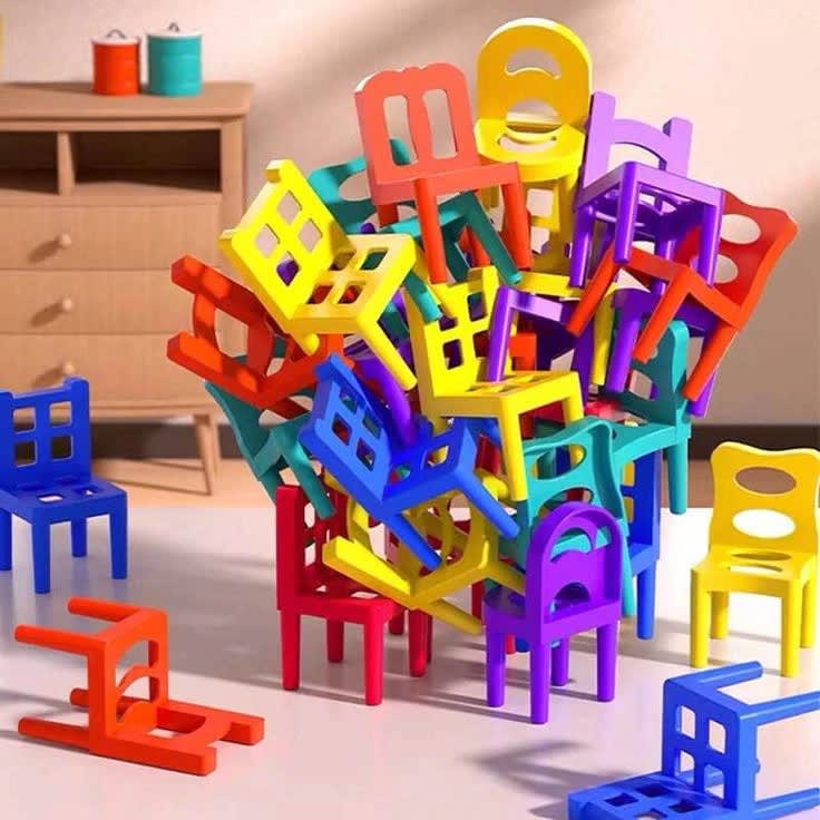 36-Piece Acrobatic Colorful Stacking Chair Blocks | Balance & Building Game for Kids and Families 10