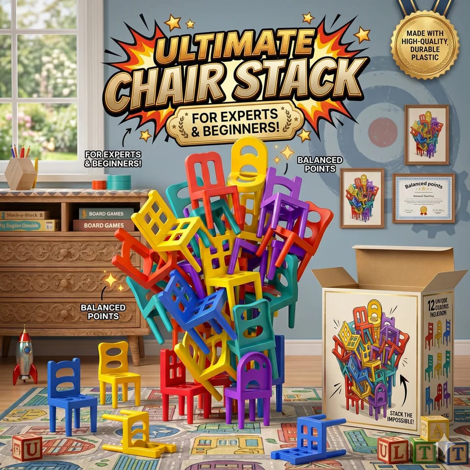 36-Piece Acrobatic Colorful Stacking Chair Blocks | Balance & Building Game for Kids and Families 11